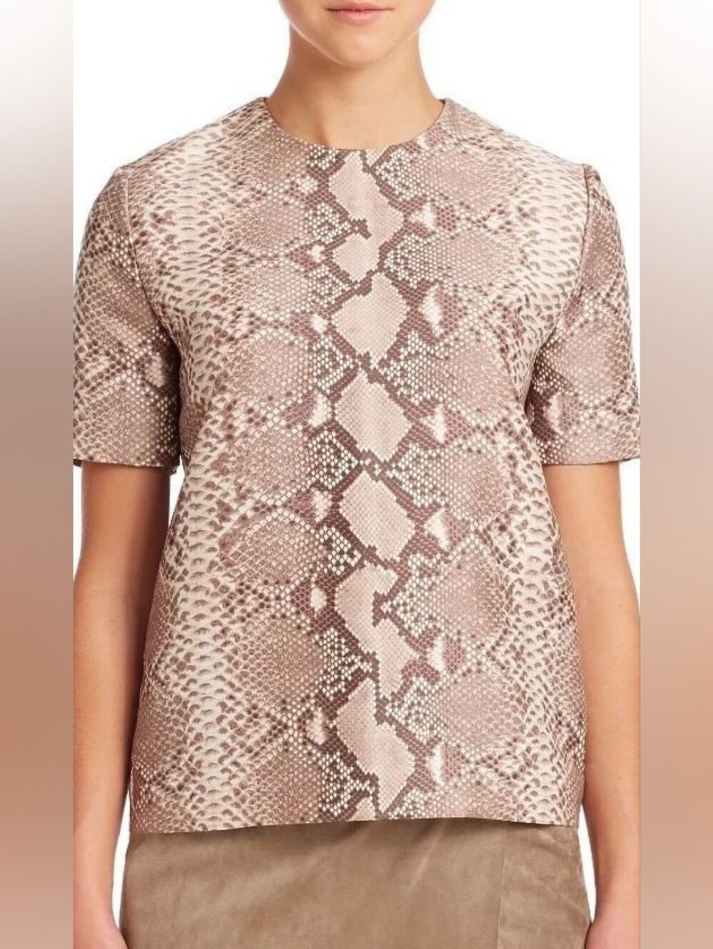 TORY BURCH Python Print Silk Wool Blend Blouse | SZ 4/S